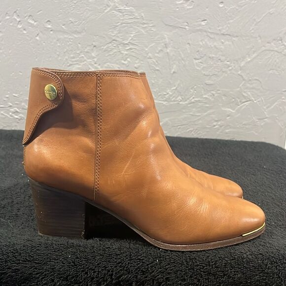 🔥🔥 COACH Waldorf Cinnamon Tan Leather Ankle Boots Booties Women Sz 10B - EUC - Picture 2 of 14